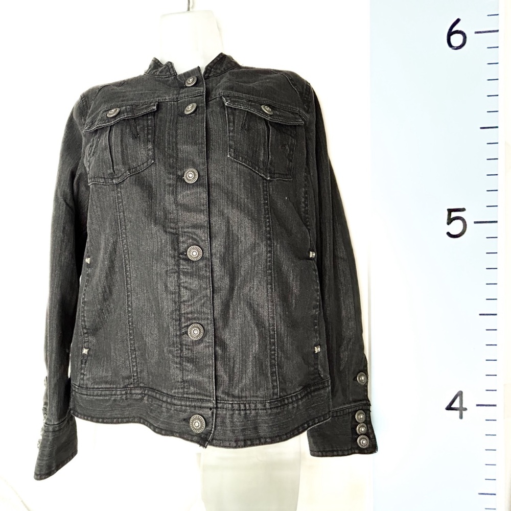 Chico's Mob Wife Black Jean Jacket Size 1 or Small 8